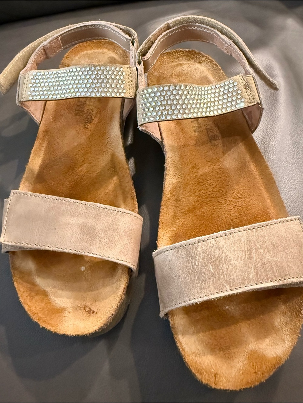 NAOT Lisa Beige Crystal Strap Women's Sandals - Comfortable Everyday Style
